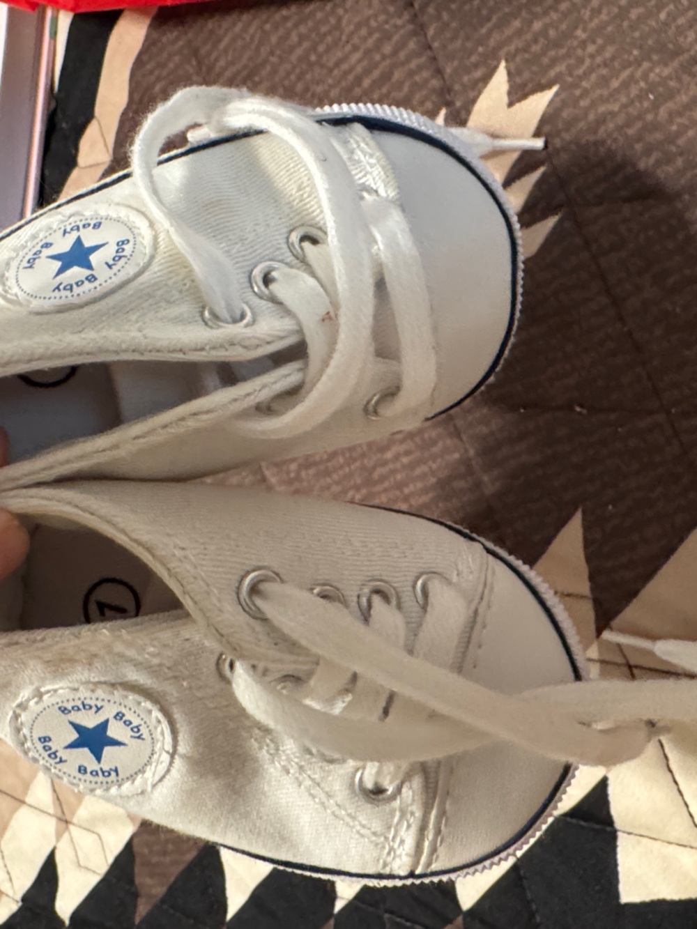 Converse Baby White High-Top Canvas Walker Shoes with Blue Star